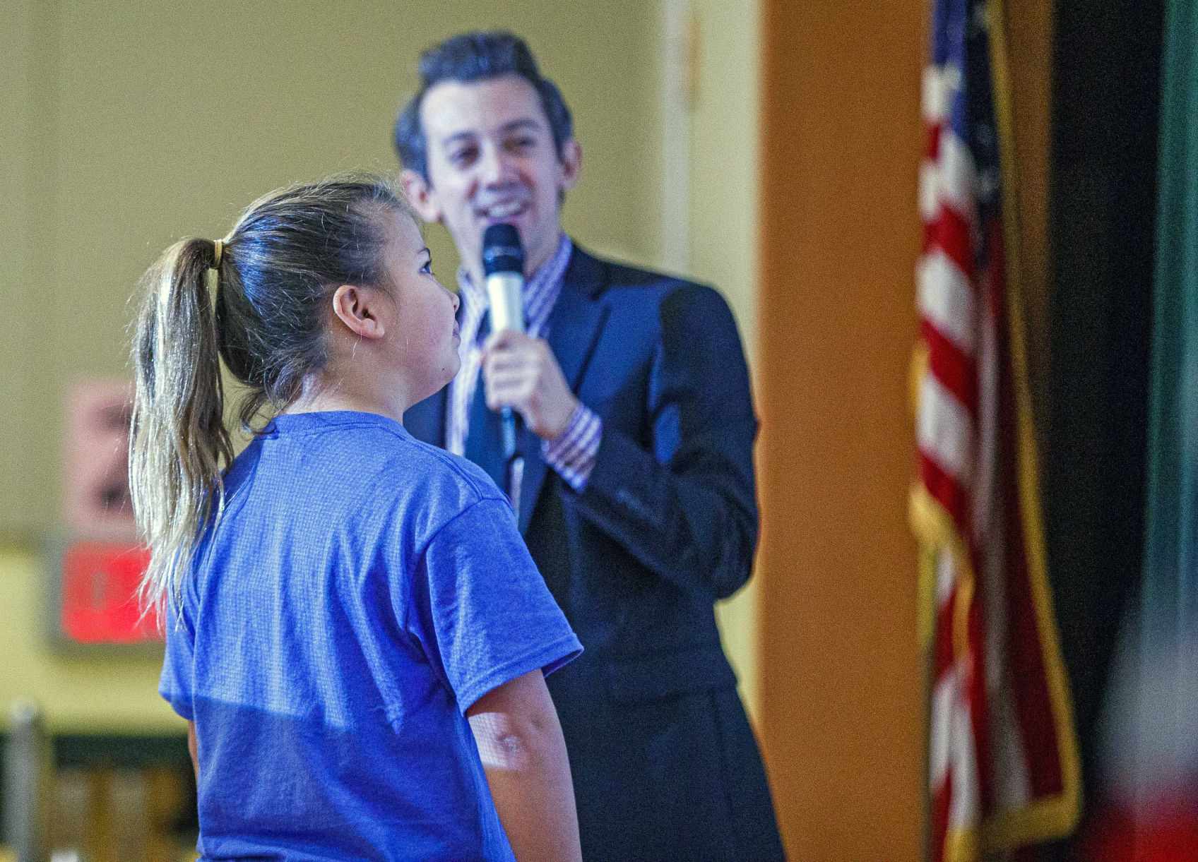 Meteorologist Joe Martucci at Frog Pond Elementary School